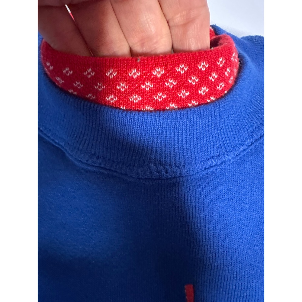 Vintage Gopher Sport Christmas Kittens Sweatshirt XL Blue Double Collar USA Made - Picture 4 of 5